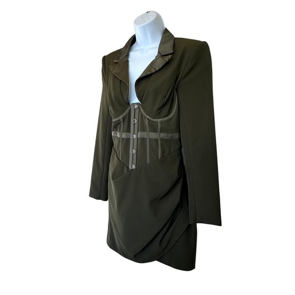Lavish Alice Olive Green Corst Mini Dress Size 6  Designer Cocktail Bodycon $230 - Picture 7 of 10